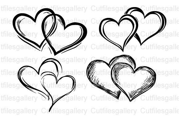 Download Hand Draw Double Heart SVG, Doodle Heart - Doodle Collection