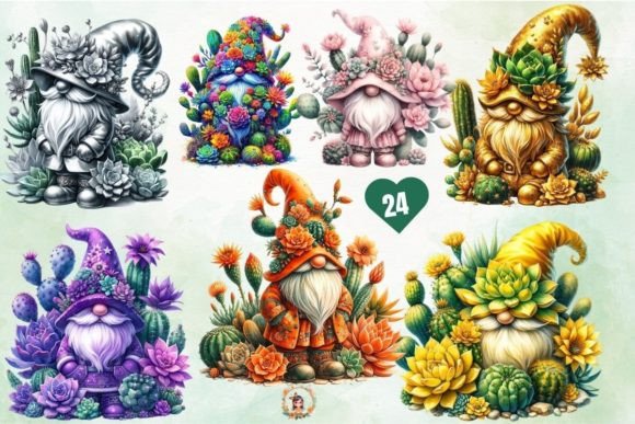 Download Watercolor Cute Gnome Succulent Cactus - Succulent Collection