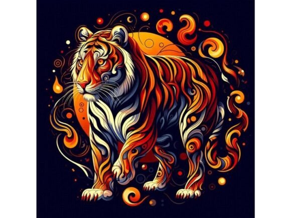 Download Ember-lined Tiger in Abstract Designs - Abstract designs Collection