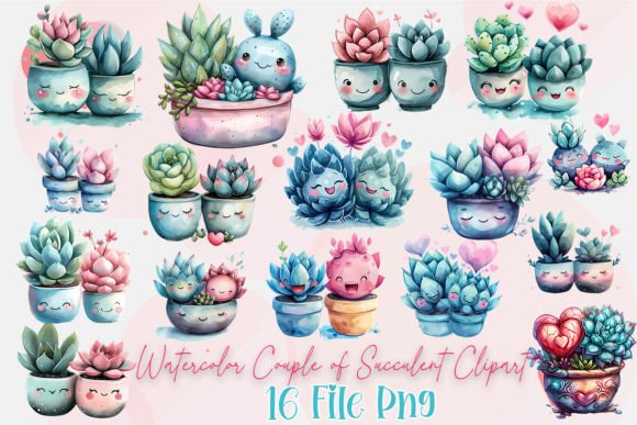 Download Watercolor Couple of Succulent Clipart - Premium Resources