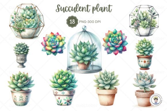 Download Watercolor Succulent Plant Clipart - Premium Bundle