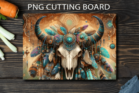 Download Tribal Turquoise Skull Cutting Board - Tribal Collection