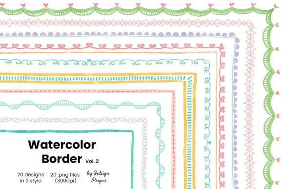 Download 20 Doodle Watercolor Border, Decorative - Doodle Collection
